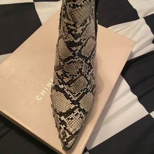 Snake print booties